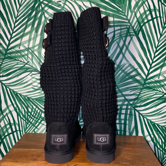 UGG Solene Black Crochet Sweater Boots Women’s 7 1112478 - Picture 6 of 12